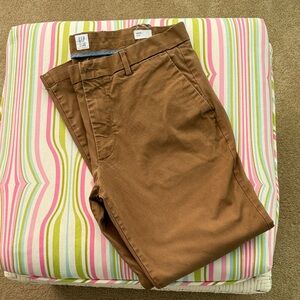 Men’s GAP for good Tan Chinos, slim fit 34 by 30 but hemmed to 28